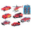 Vozidlo hasičské 7-8cm kov 1:64 volný chod 6druhů v krabičce 24ks v DBX
