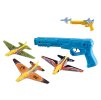 Pistole 22cm vystřelující letadla 3ks 2barvy v krabičce
