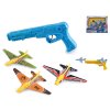 Pistole 22cm vystřelující letadla 3ks 2barvy v krabičce