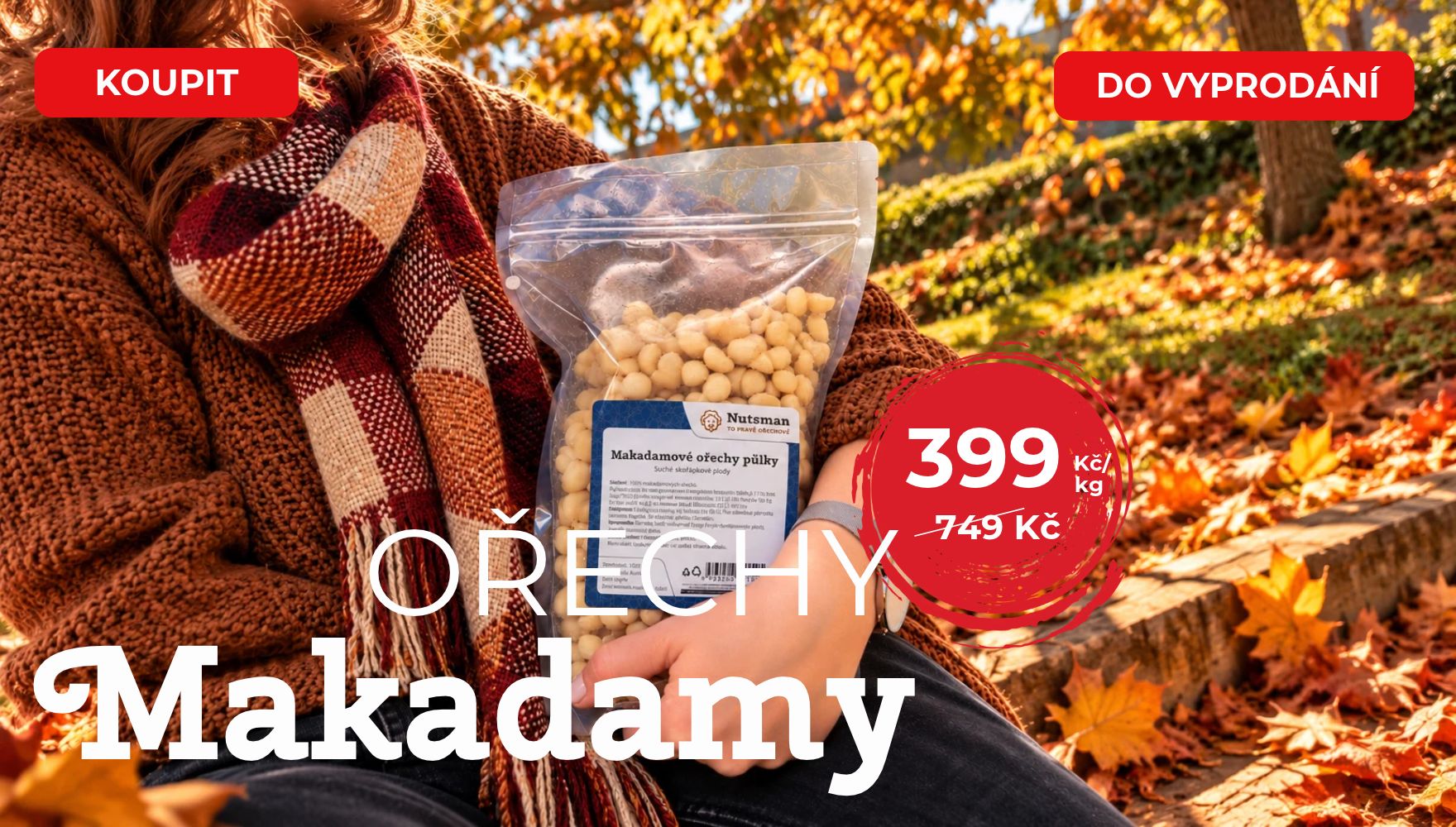 Akce na makadamiové ořechy! Nutsman - nejlepší cena 399 Kč/kg | Široký výběr ořechů