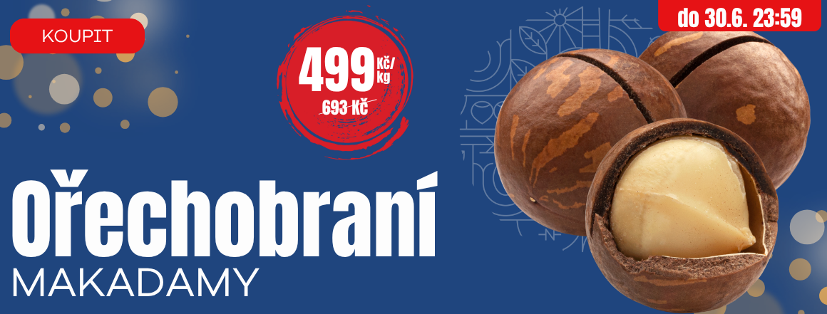 Akce na makadamiové ořechy! Nutsman - nejlepší cena 499Kč/kg | Široký výběr ořechů