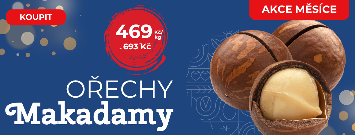 Akce na makadamiové ořechy! Nutsman - nejlepší cena 469Kč/kg | Široký výběr ořechů