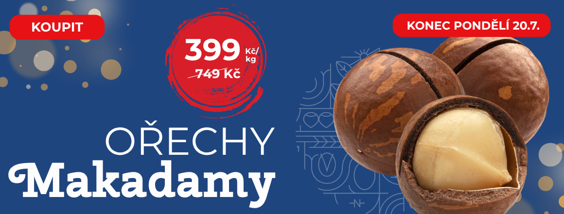 Akce na makadamiové ořechy! Nutsman - nejlepší cena 399 Kč/kg | Široký výběr ořechů