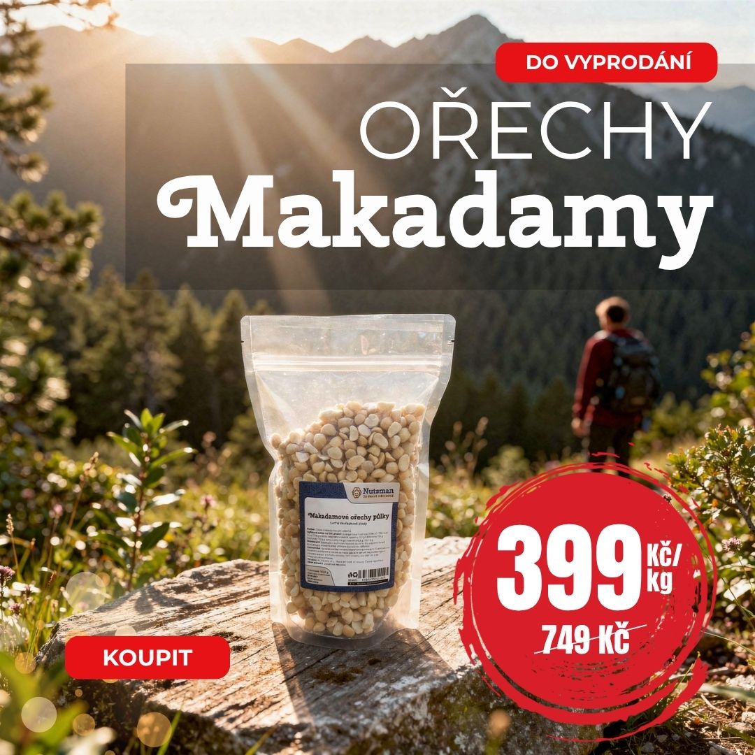 Akce na makadamiové ořechy! Nutsman - nejlepší cena 399 Kč/kg | Široký výběr ořechů