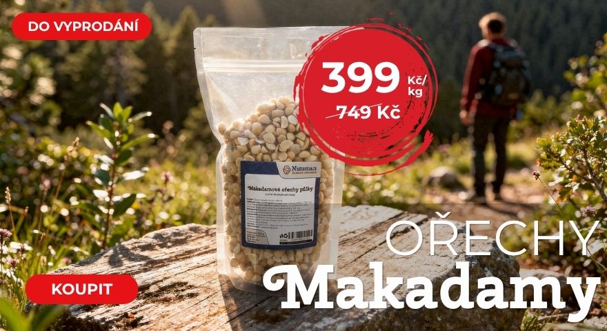 Akce na makadamiové ořechy! Nutsman - nejlepší cena 399 Kč/kg | Široký výběr ořechů