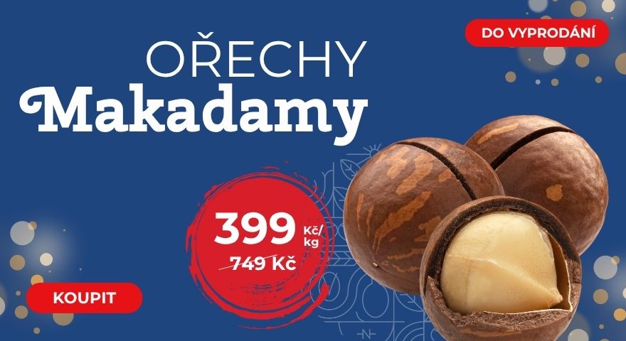 Akce na makadamiové ořechy! Nutsman - nejlepší cena 399 Kč/kg | Široký výběr ořechů