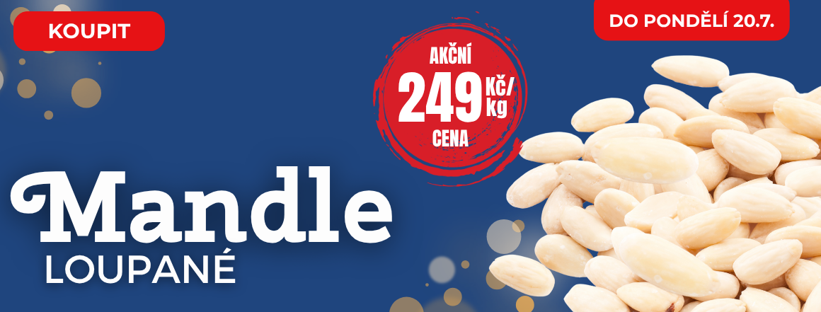Akce na mandle loupané! Nutsman - nejlepší cena 249Kč/kg | Široký výběr ořechů
