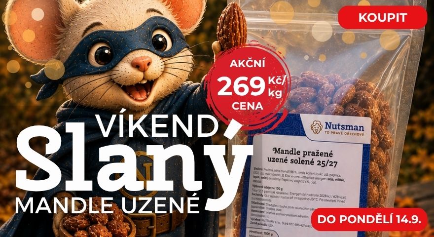 Mandle uzené v Akci | Exkluzivní Nabídka od Nutsman pro Milovníky Slaných Ořechů