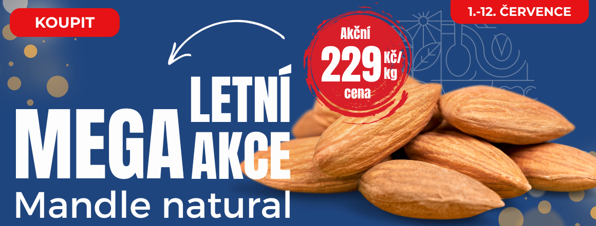 Akce na mandle natural! Nutsman - nejlepší cena 229Kč/kg | Široký výběr ořechů
