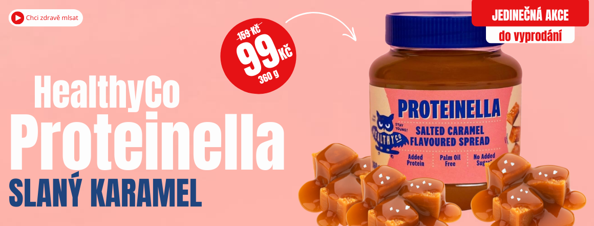 Proteinella Slaný karamel 360g za 99Kč – mega akce! Nezmeškejte bez cukru!