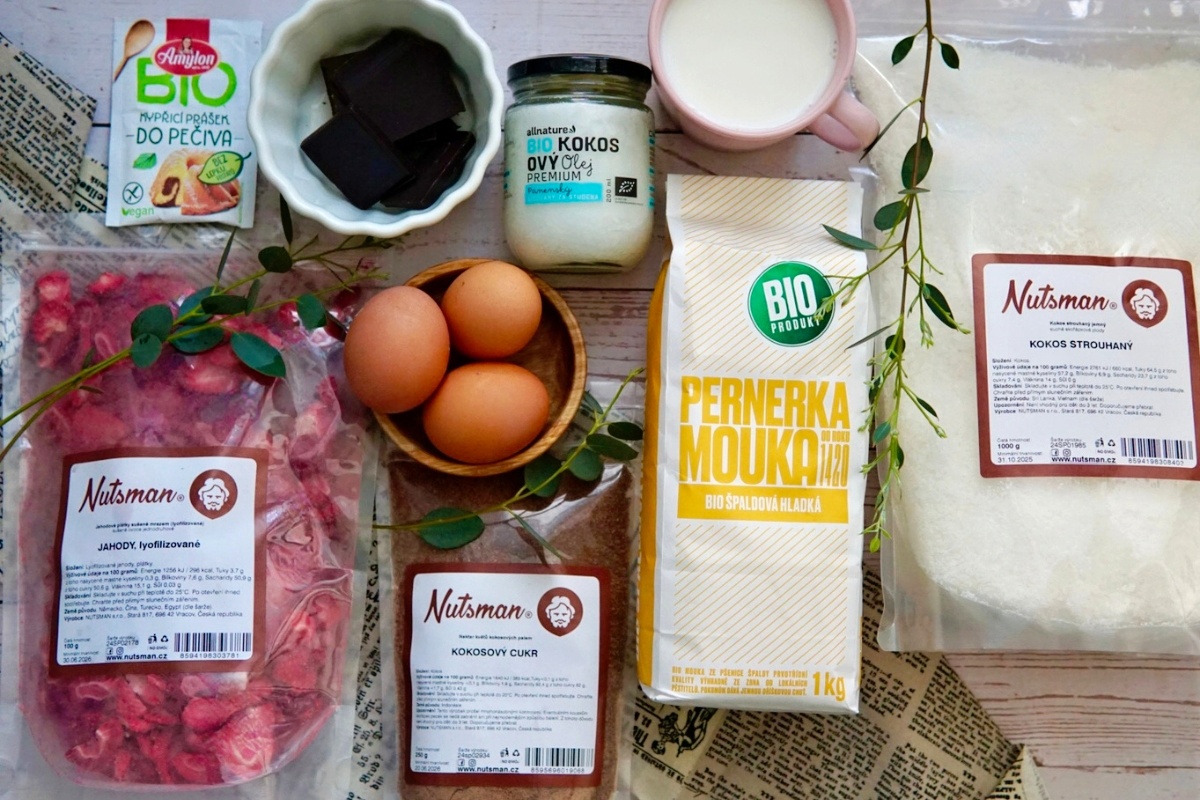 NUTSMAN BLOG RECEPT_ Kokosová bábovka s čokoládou a lyofilizovanými jahodami 3