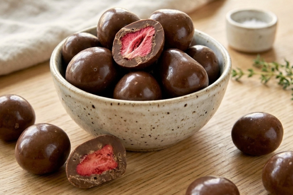 NUTSMAN Lyofilizované jahody v mléčné čokoládě