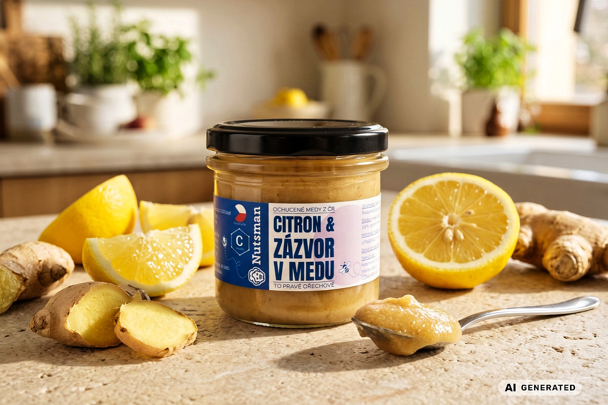 NUTSMAN Citrón, zázvor a vitamín C v medu 160 g