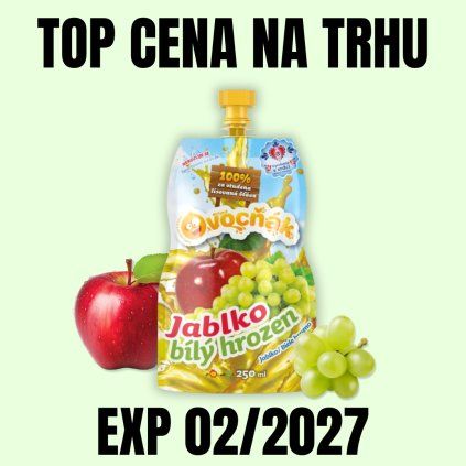 OVOCŇÁK Mošt Jablko Bílý hrozen 250 ml EXP 022027