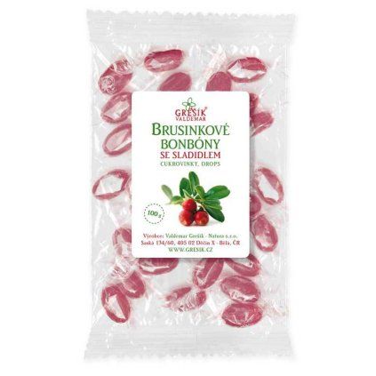 GREŠÍK Brusinkové bonbóny se sladidlem 100 g DMT 07/2026
