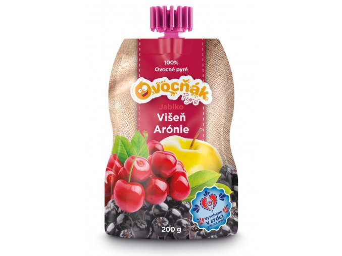 OVOCŇÁK pyré Jablko-Višeň-Aronie 200g