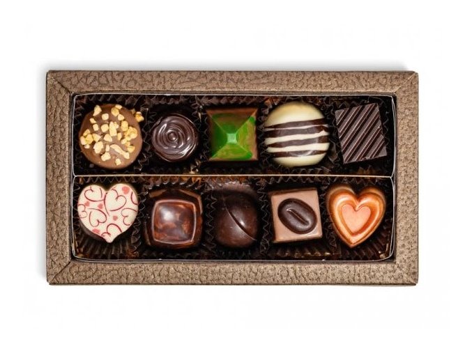 Krabička s pralinkami a lanýži 10 ks