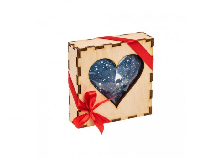 srdce modré v krabičce