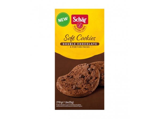 Schär Soft Cookie Double chocolate čokoládové sušenky bez lepku 210 g (6x35g)