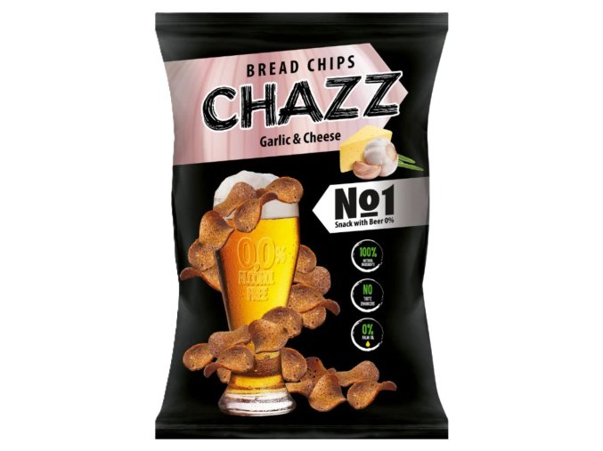 CHAZZ Chlebové chipsy s příchutí česneku a sýra 100 g