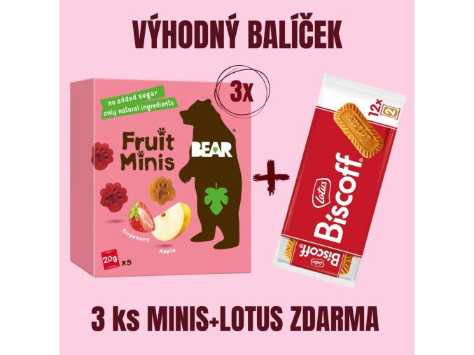 BEAR MINIS + LOTUS 186 G ZDARMA JAHODA A JABLKO