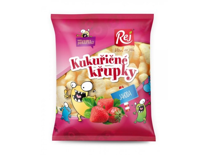 REJ Křupky kukuřičné jahodové 90 g DMT 06/25