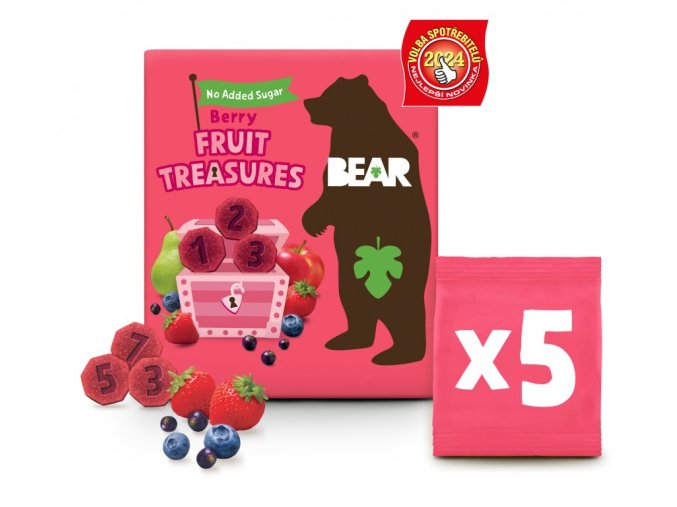 BEAR Fruit Treasures Berry jahoda a borůvka 5x 20g DMT 06/25