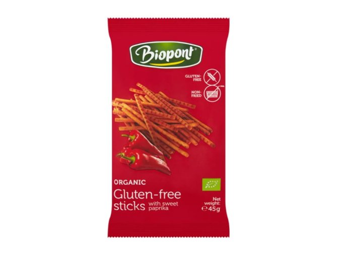 BIOPONT Tyčinky slané paprikové BIO - bez lepku 45 g DMT 08/25