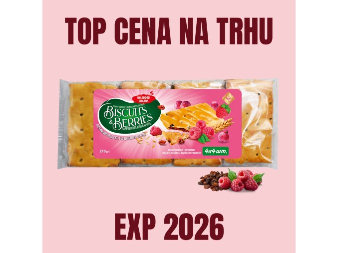 ZHYTOMYR Sušenky BISCUITS & BERRIES maliny a rozinky 210 g EXP 2026