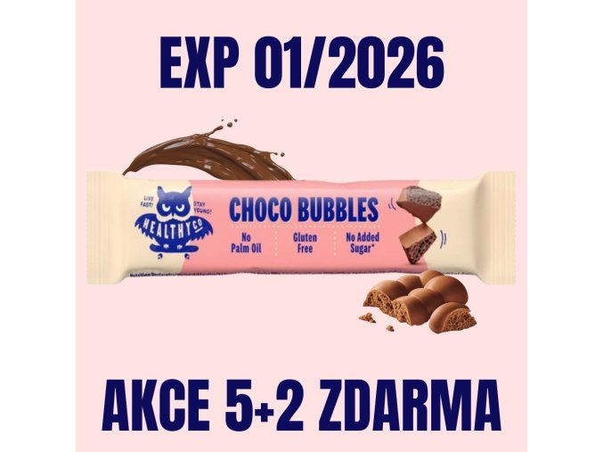 HealthyCo Bubbly Milk Chocolate Bar 30 g 5+2 ZDARMA EXP 01 2026
