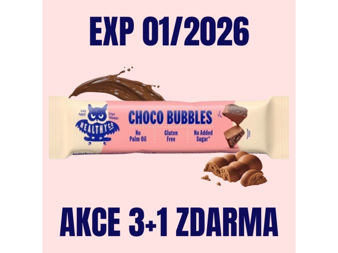 HealthyCo Bubbly Milk Chocolate Bar 30 g 3+1 ZDARMA EXP 01 2026