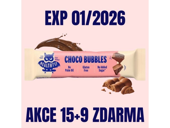HealthyCo Bubbly Milk Chocolate Bar 30 g 15+9 ZDARMA EXP 01 2026