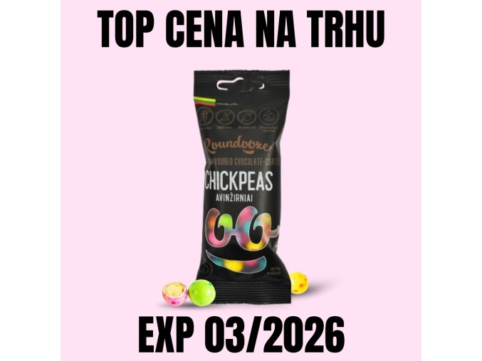 Roundooze Pražená cizrna v čokoládě s ovocnou příchutí 50 g EXP 03 2026