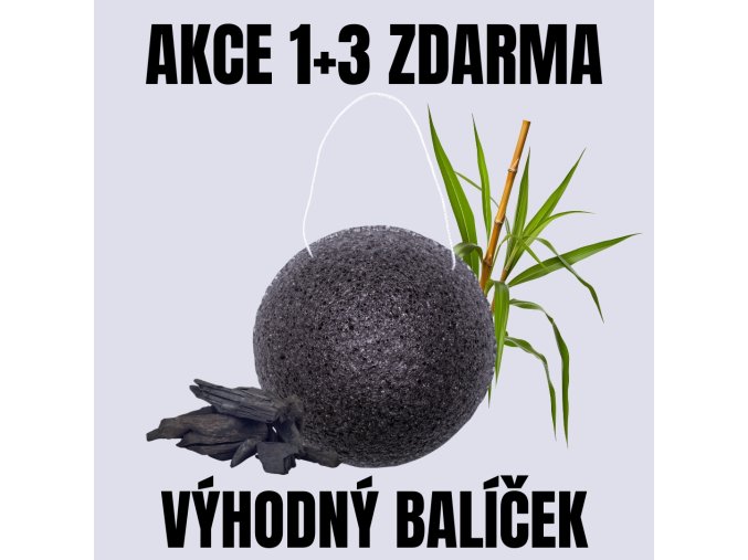 J IN Konjak houbička Bambusové uhlí 1+3 ZDARMA