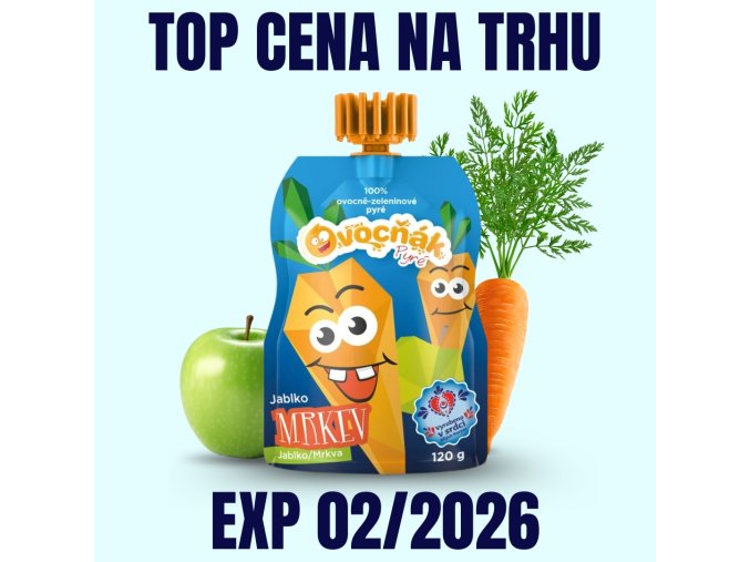 OVOCŇÁK Pyré Jablko mrkev 120 g EXP 022026