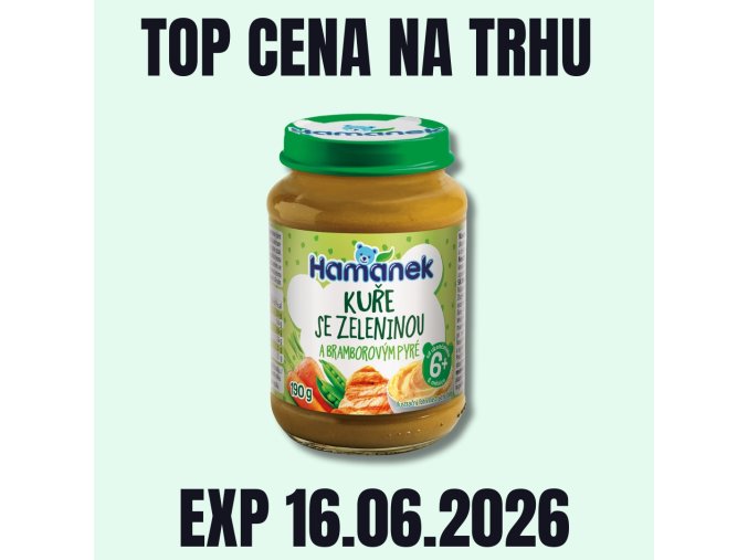HAMÁNEK MV Kuře se zeleninou a bramborovým pyré sklo 190 g EXP 16.06.2026
