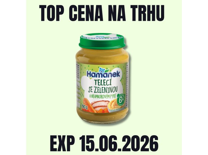 HAMÁNEK MV Telecí se zeleninou a bramborovým pyré sklo 190 g EXP 15.06.2026