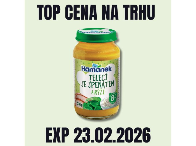 HAMÁNEK MV Telecí se špenátem a rýží sklo 230 g EXP 23.02.2026