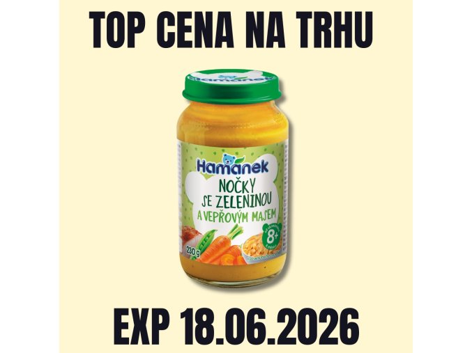 HAMÁNEK MV Nočky se zeleninou a vepřovým masem sklo 230 g EXP 18.06.2026