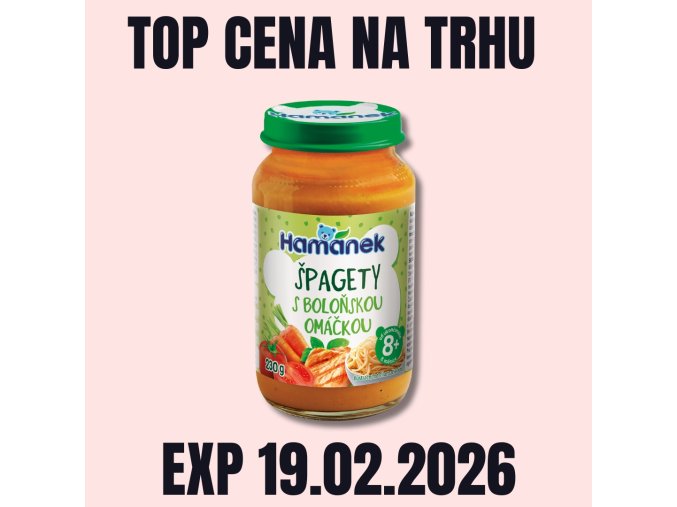HAMÁNEK MV Špagety s boloňskou omáčkou sklo 230 g EXP 19.02.2026