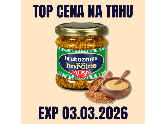 ALBA Hořčice hrubozrnná sklo 180 g PRODLOUŽENÁ EXP 03.03.2026