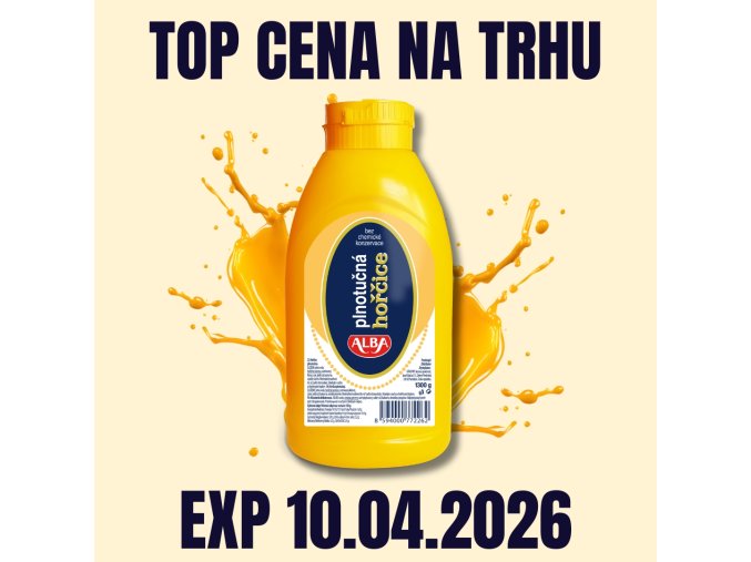 ALBA Hořčice plnotučná 1300 g tuba PRODLOUŽENÁ EXP 10.04.2026