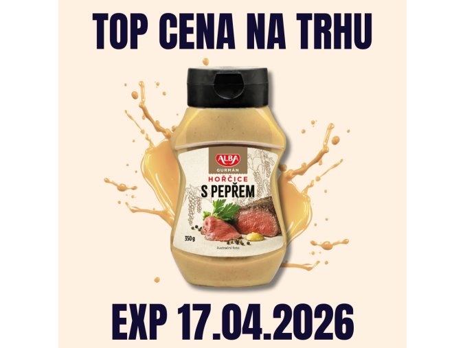 ALBA Hořčice s pepřem 350 g tuba PRODLOUŽENÁ EXP 17.04.2026
