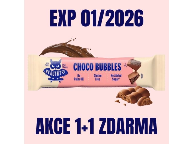 HealthyCo Bubbly Milk Chocolate Bar 30 g 1+1 ZDARMA EXP 012026