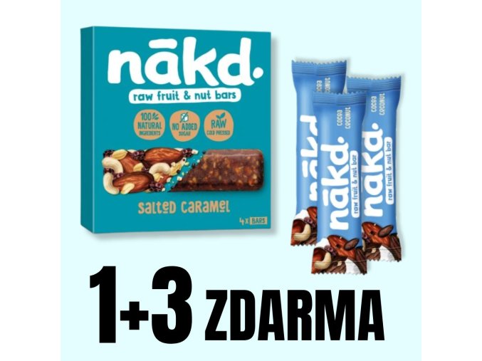 NAKD Salted caramel 4x35 g + 3x tyčinka 35 g ZDARMA