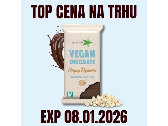 GREEN STAR BIO VEGAN Mléčná čokoláda Crispy popcorn 90 g EXP 08.01.2026