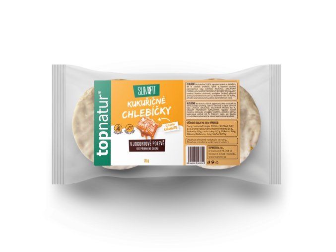 TOPNATUR Kukuřičné chlebíčky slaný karamel v jogurtové polevě 70 g