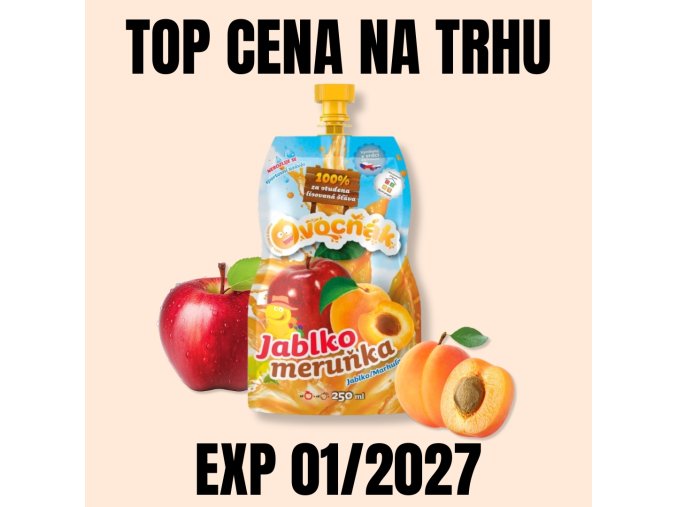 OVOCŇÁK Mošt Jablko Meruňka 250 ml EXP 012027