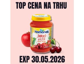 HAMÁNEK KV Ovocná přesnídávka Višeň a jablko sklo 190 g EXP 30.05.2026