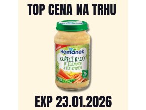 HAMÁNEK MV Kuřecí ragú se zeleninou a těstovinou sklo 230 g PRODLOUŽENÁ EXP 23.01.2026